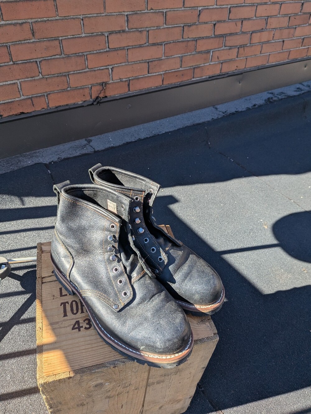 Black Leather Men's Logger Boots
